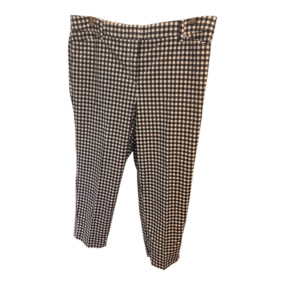 Talbots Women’s Navy and White Gingham Perfect Crop Pants Ankle Crop Size 16